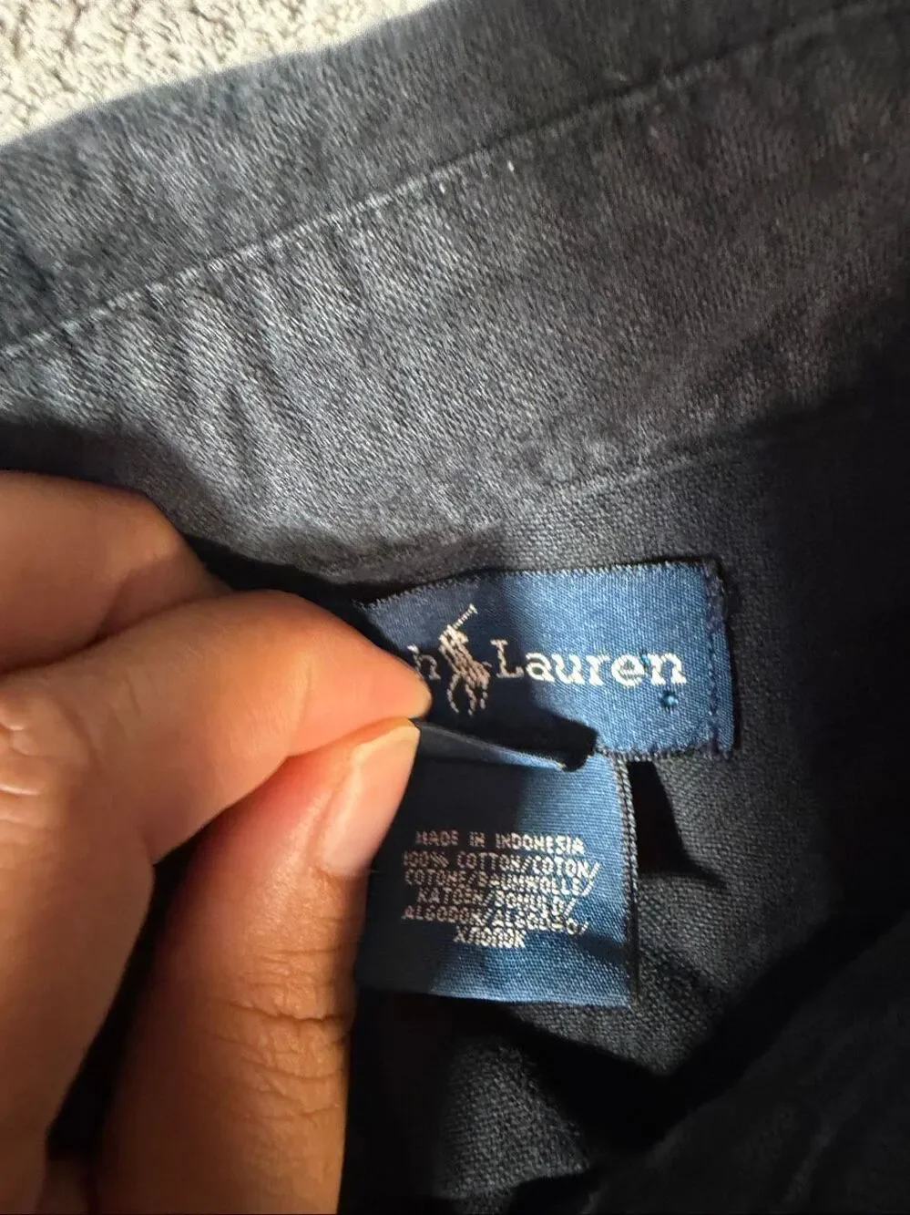 Ralph Lauren Boys Large16/18 Black Cotton Button Down Oxford Shirt Pony Logo